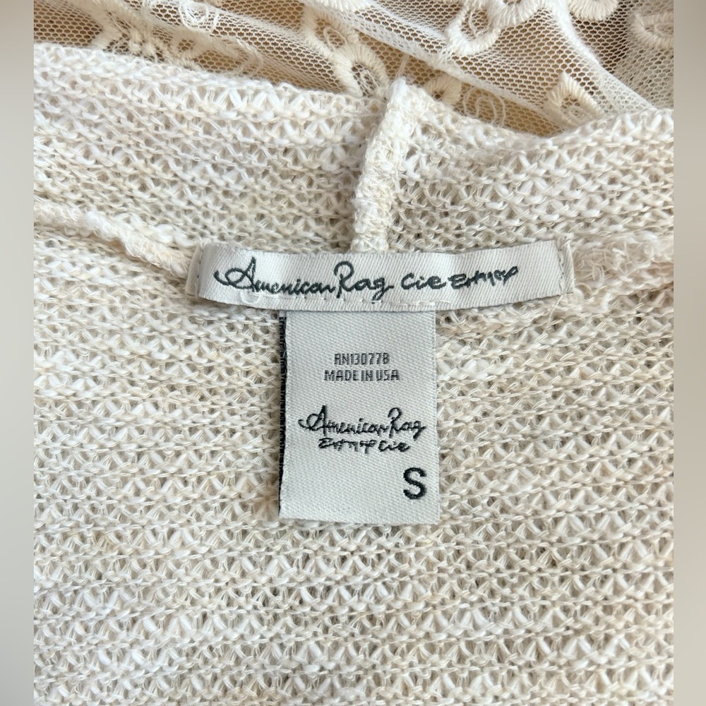 American Rag Cream Cardigan Sweater with Lace Waterfall Design - Picture 3 of 7